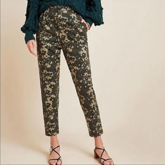 Anthro Amadi Camo high rise tapered leg jogger Pants xs - Picture 2 of 11